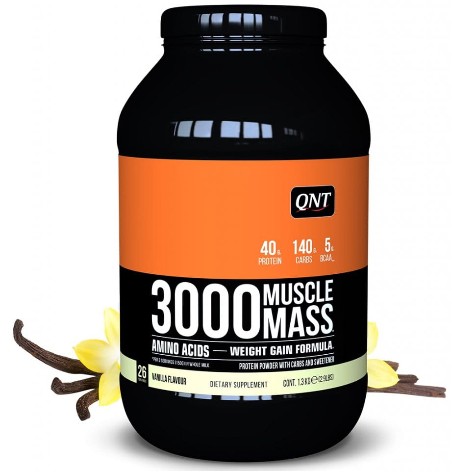 Prōṭina gum̐ṛō QNT 3000 Muscle Mass Vanila- 1,3 kg